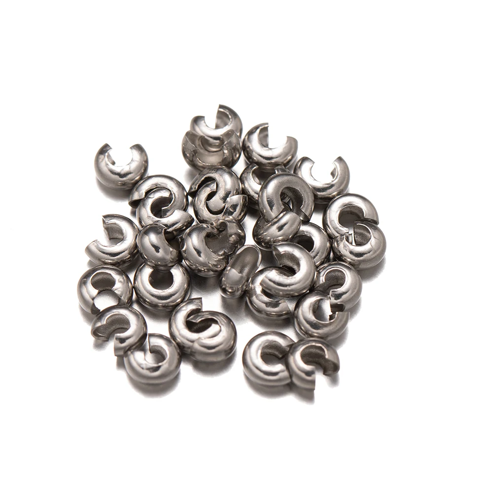 50 teile/los Edelstahl Runde Abdeckungen Crimp End Perlen 3 4 5mm Stopper Spacer Perlen Für DIY Schmuck Machen Erkenntnisse liefert – Detail 4