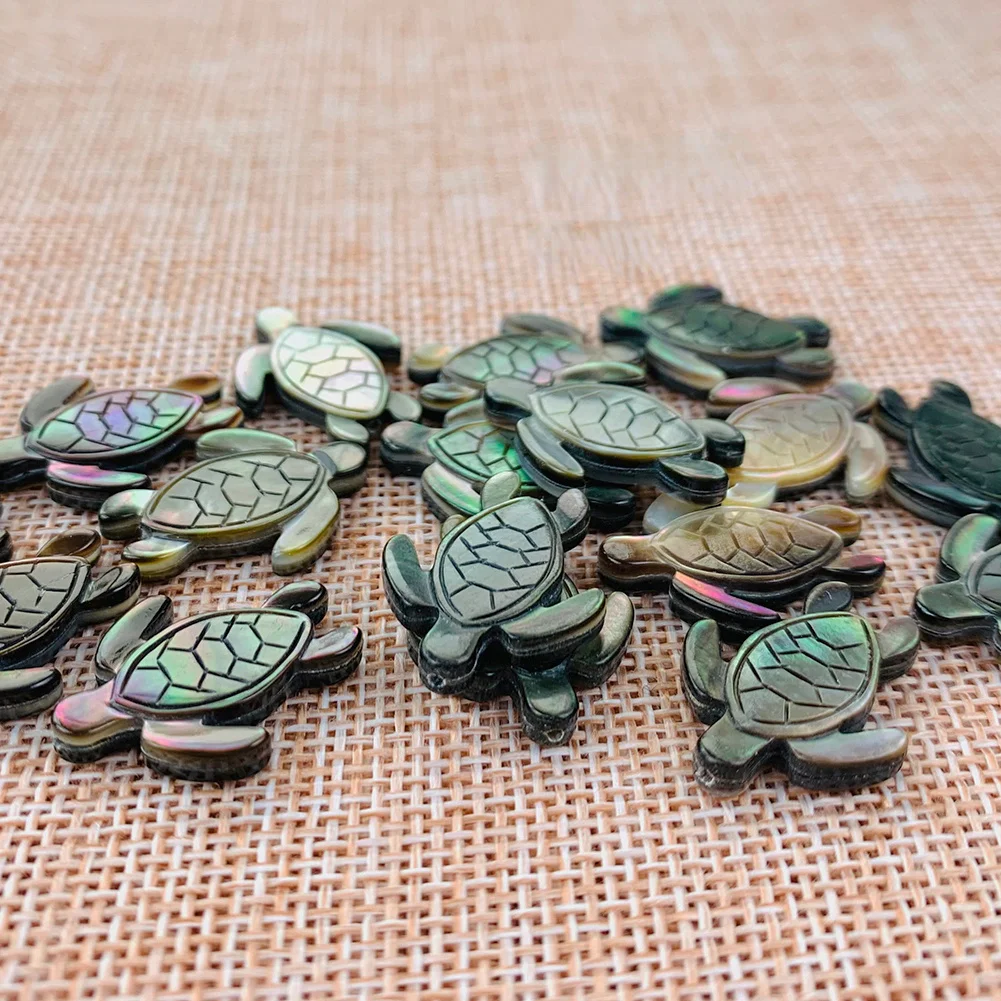 3PC Schwarz Abalone Shell Schildkröte Schildkröte Perle DIY Nacklace Ohrring Charme MOP Anhänger Armband Schmuck Machen Teile Zubehör