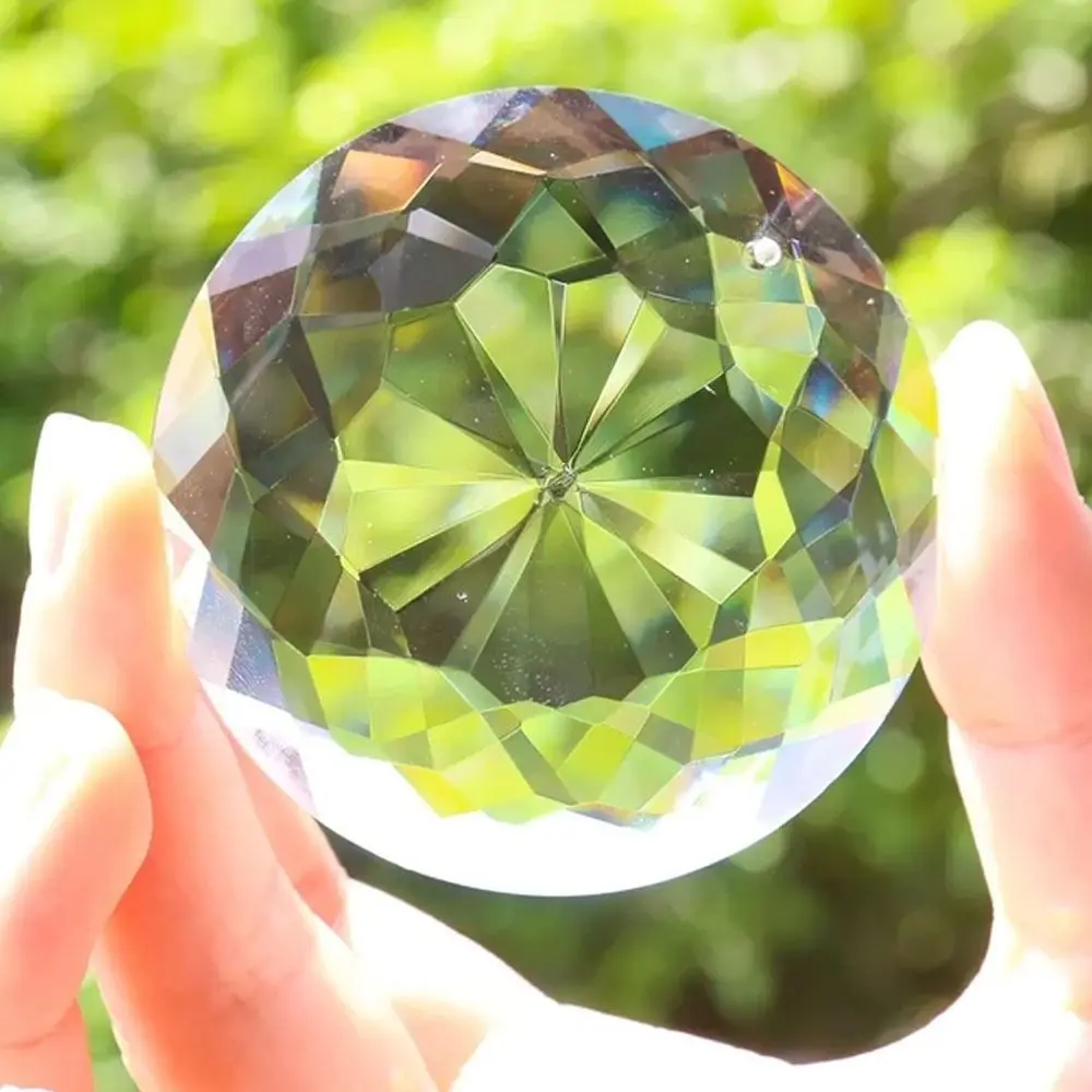 레인보우 캐처 60MM 만다라 선캐쳐 투명 원형 만다라 크리스탈 펜던트 DIY 공예 꽃 모양 크리스탈 프리즘 정원