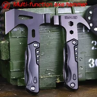 Outdoor multifunctional portable folding axe Hammer Stainless steel camping survival axe car broken window claw hammer tool 1