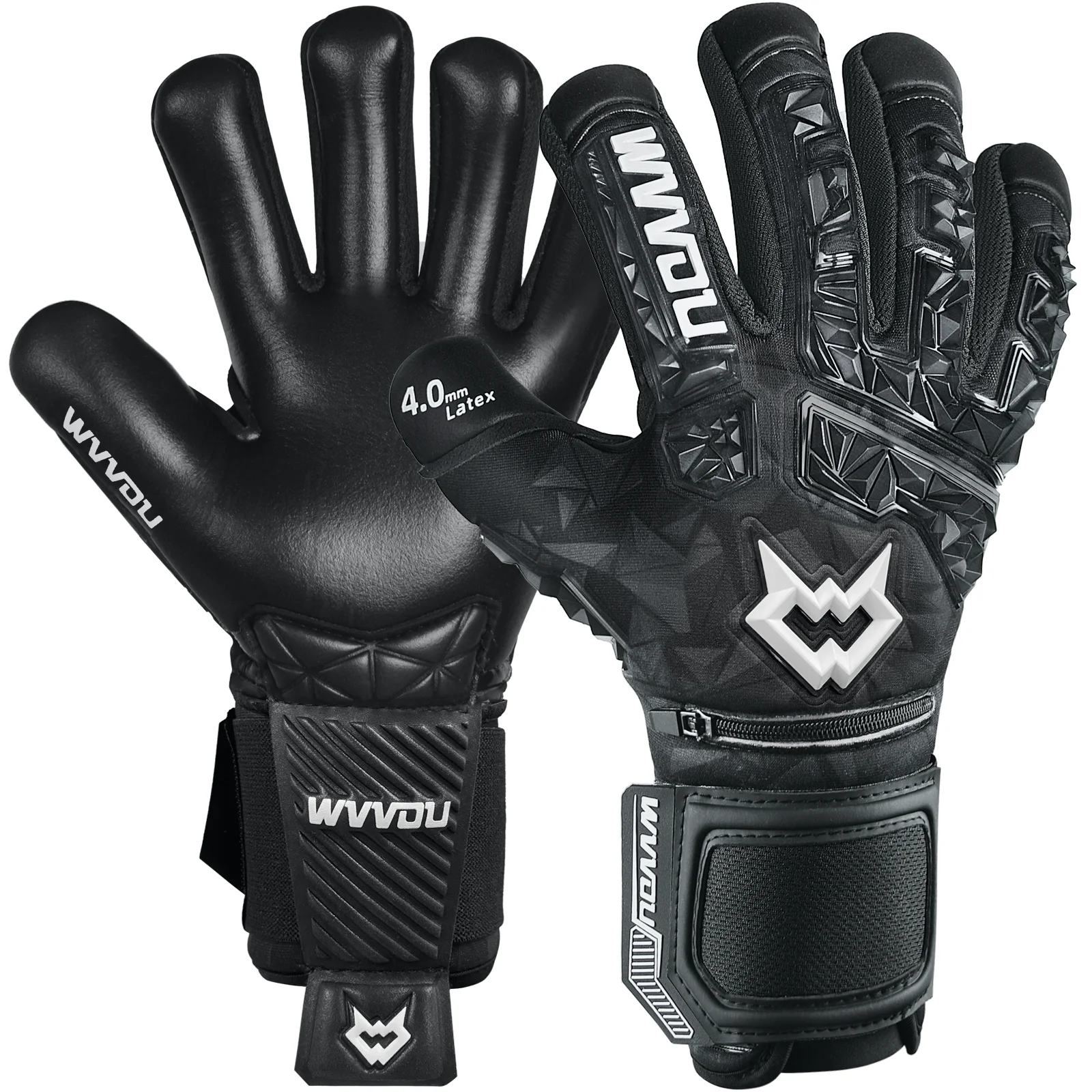WVVOU Soccer Goalie Gloves for Adults and Youth, High Performance Goalkeeper Gloves with 5 Detachable Finger Saves