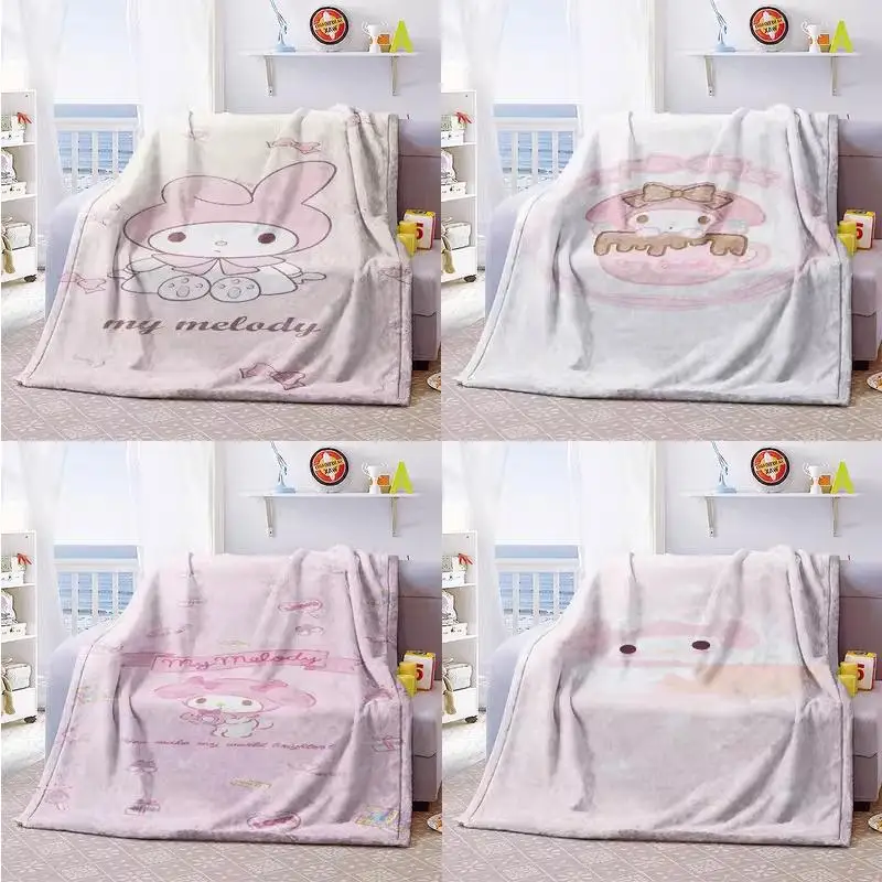 

Melody Plush Blanket Sanrio Anime Kawaii Hello Kittys Cartoon Nap Blankets Soft Warm Bedding Supplies Romm Decor Doll Gifts Toys