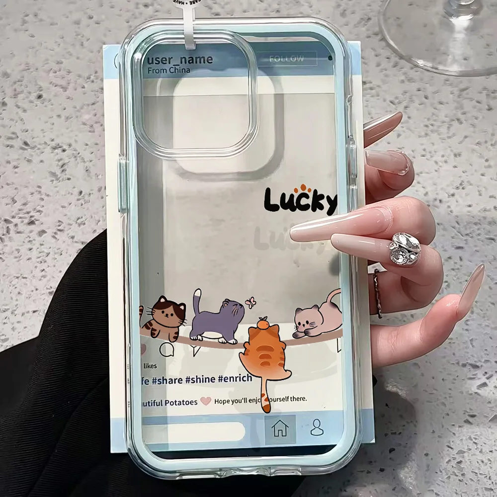 Whimsical Cat Design Clear Phone Case