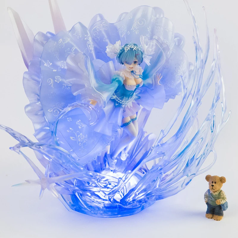 

36cm RE ZERO Starting Life In Another World Rem Anime Figure Crystal Dress With Glowing Figure Favorite Of Girls Birthday Gift