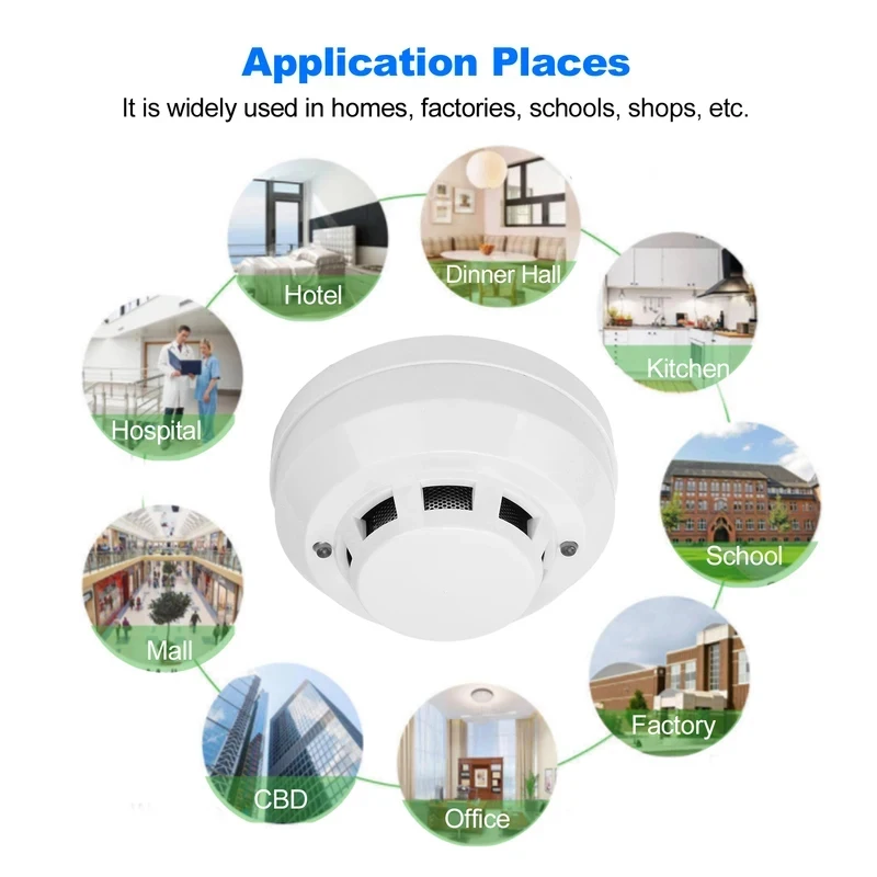 TOP New Alarms Smoke Detectors Smoke Alarm High Sensitivity Security Detector Sound Light Warning Device with Red LED Indicator - 4