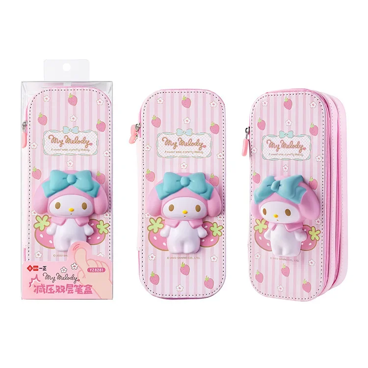 Sanrio Hello Kitty Girl Pen Case Cartoon Three-dimensional Pattern Student Stress Relief Multifunctional Double-layer Pencil Box