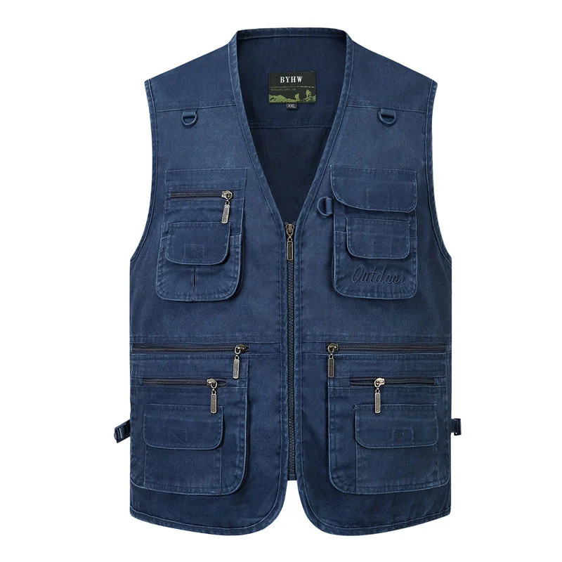 

L-7XL Big Size New Men Multi Pocket Cotton Vest Casual with Many 16 Pockets Sleeveless Jackets Male Outdoor Photograph Waistcoat