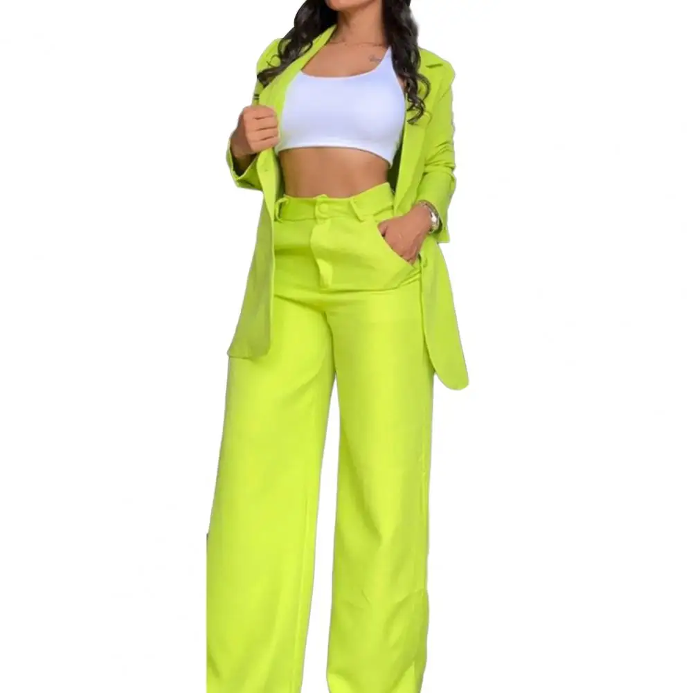 Women High Waist Trousers Suit Stylish Women's Coat Pants Suit Single-breasted Jacket Wide Leg Pants Fashionable for Ladies women suit