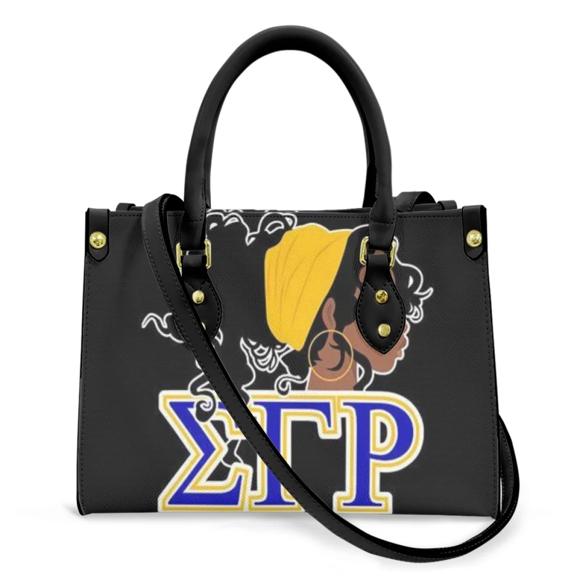 

FORUDESIGNS Guinea Bissau Girl Design Handbags Leather Sigma Gamma Rho PU Tote Bags Creative Hand Bag One Shoulder Handy