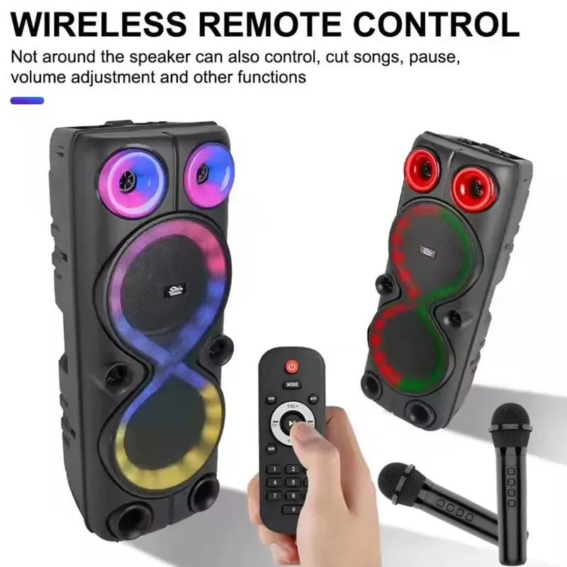 New High-power Bluetooth Speaker Dual 8-inch RGB Marquee Wireless 5
