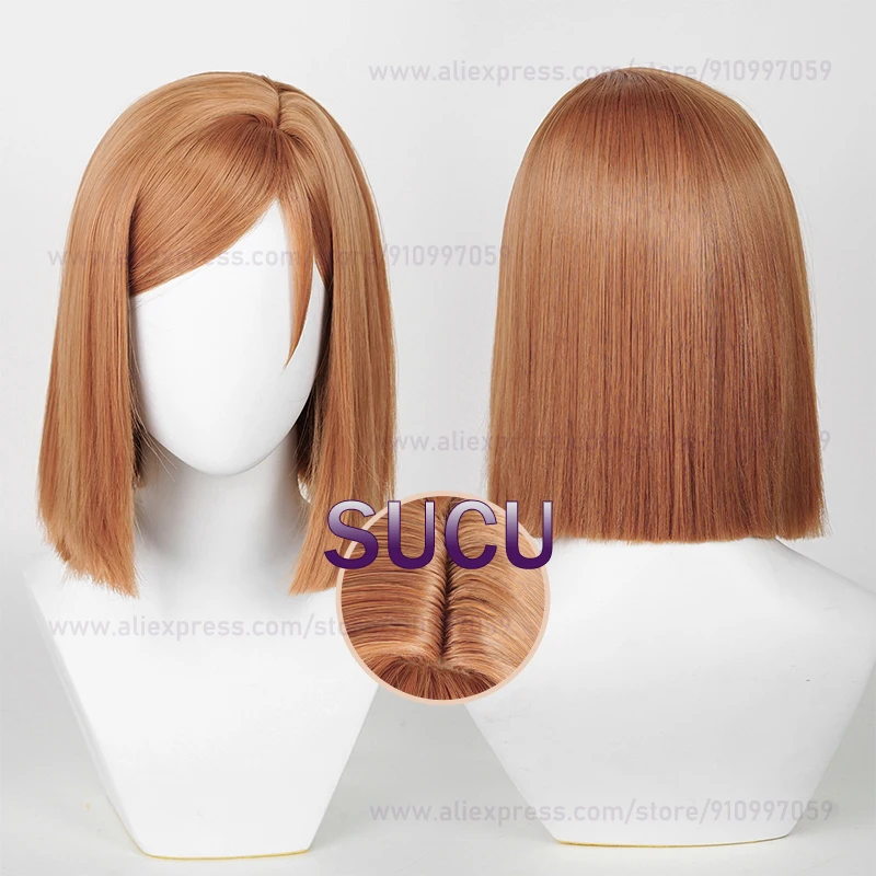 Парик для косплея нобара кугиса 30 см, термостойкие синтетические короткие коричневые женские волосы из аниме нобара, с шапочкой