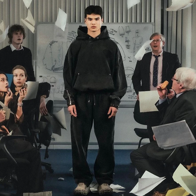 

CARSICKO High Quality Men's Set Fashion Black Hoodies Long Trousers Hip Hop Streetwear Men Sweatshirt Tops Pant Branded Clothing