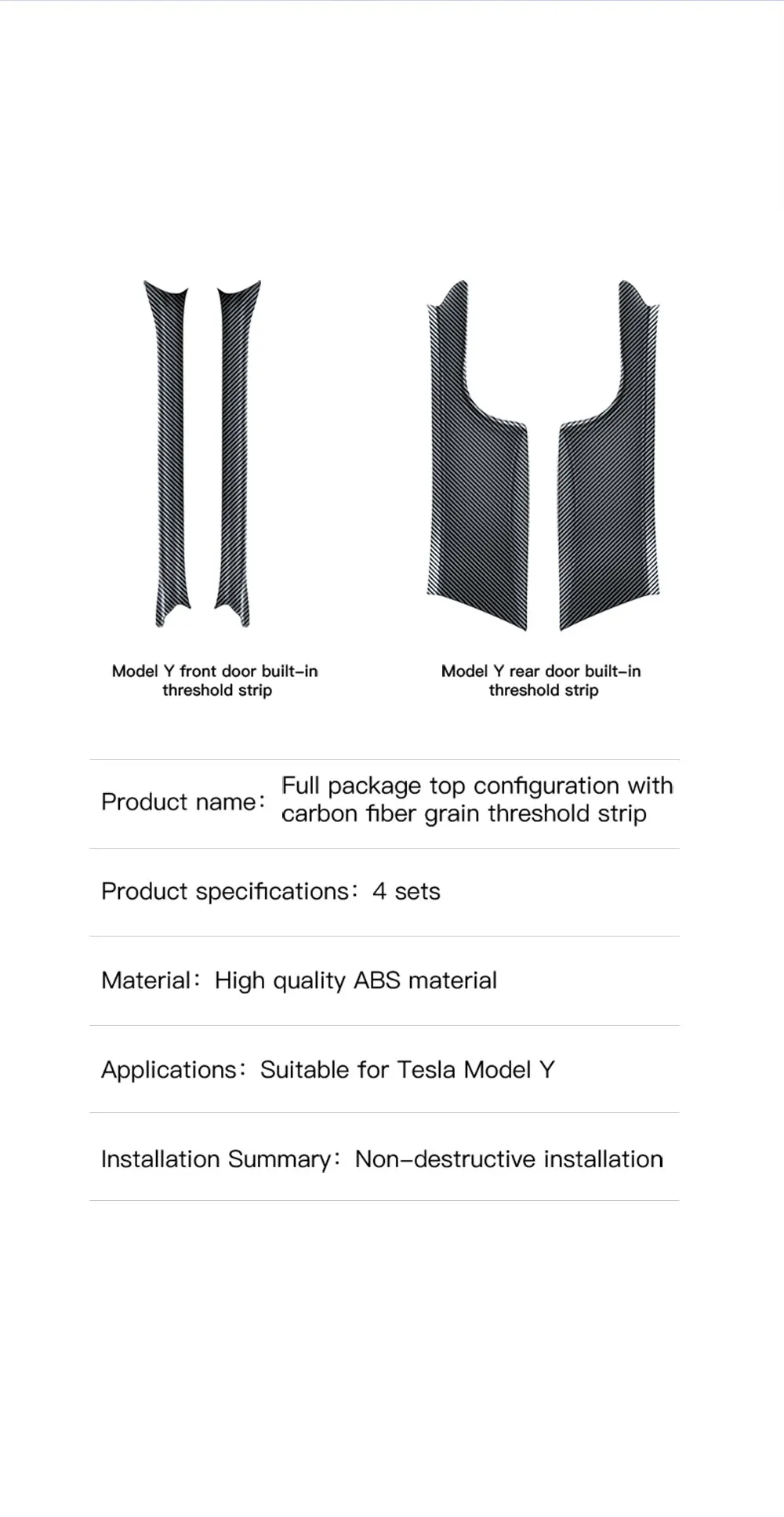 for Tesla Model 3/Y Highland Juniper 2021-2025 rear door sill protection strip s