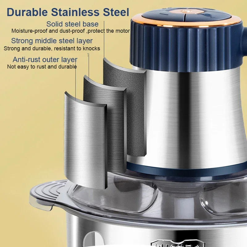 Electric Meat Grinder 5L Stainless Steel Meat Mincer Vegetables Blender, 500W Household Stuffing and Food Processor 5 Speeds