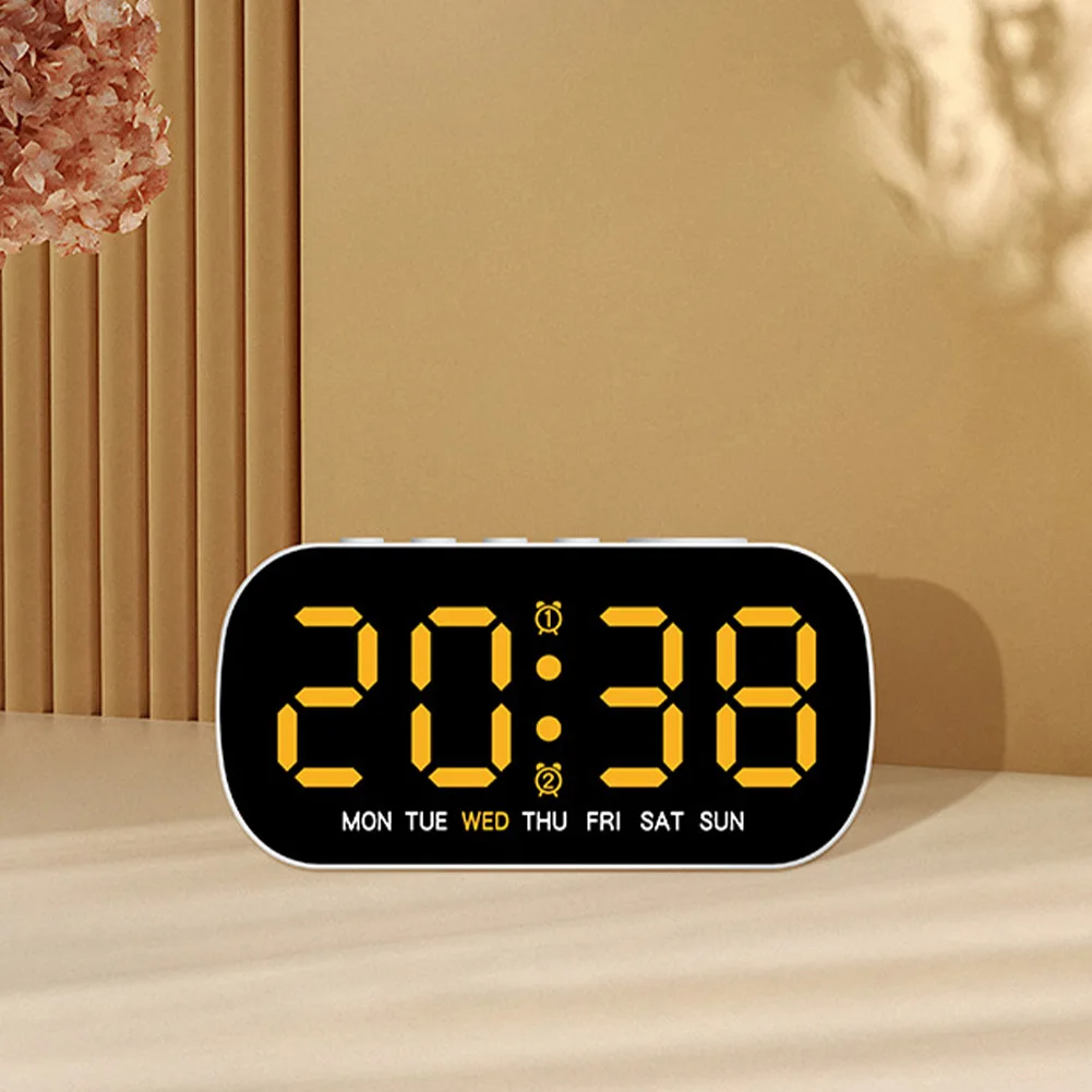 LED Screen Digital Alarm Clock 12/24H Table Clock With Adjustable Brightness Multi Functional Display Electronic Alarm Clock