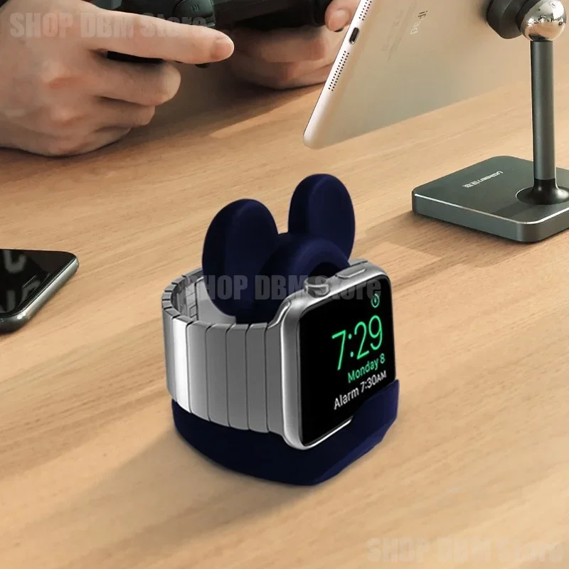 Smart watch charger case Disney Mickey Mouse smart watch charger case for Apple Watch IWatch 1 2 3 4 5 silica gel cover stand cartoon charging base
