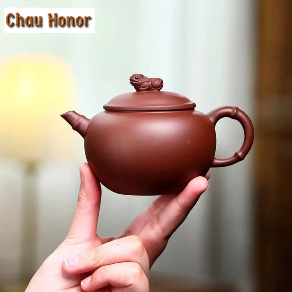 230ml Yixing Handmade Beast Purple Clay Teapots Famous Artists Tea Pot Raw Ore Purple Sand Kettle Chinese Zisha Tea Set Teaware