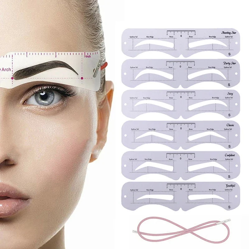 Description Picture 3 of itemThe New Fixed PVC Eyebrow Shaper Template Can Be Reused With High-quality Stickers For Elegant Eyebrow Makeup Tools 6PCS