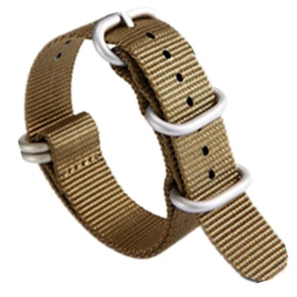 Men's Military-Style Durable Nylon Watch Strap with Stainless Steel Buckle