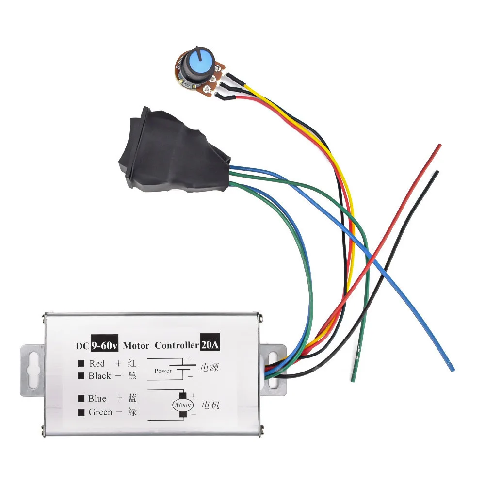 20A DC 모터 속도 컨트롤러용 정방향 역방향 PWM 드라이버 보드 12V 24V 36V 48V 60V 넓은 전압 범위 레귤레이터