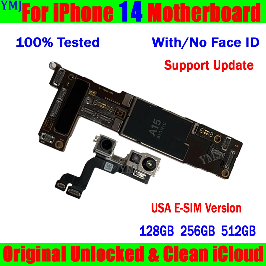 

Original Unlock For iPhone 14 US E-SIM/SIM Version Motherboard With/No Face ID For iPhone 14 Tested Logic Board Support Update