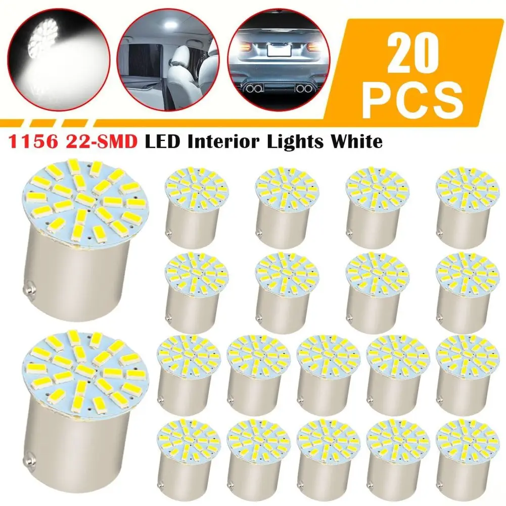 

20Pcs 1156 1141 22-SMD LED Bulb Super White 6500K LED Interior Lights Replacement For 12V RV Camper Trailer Boat Trunk