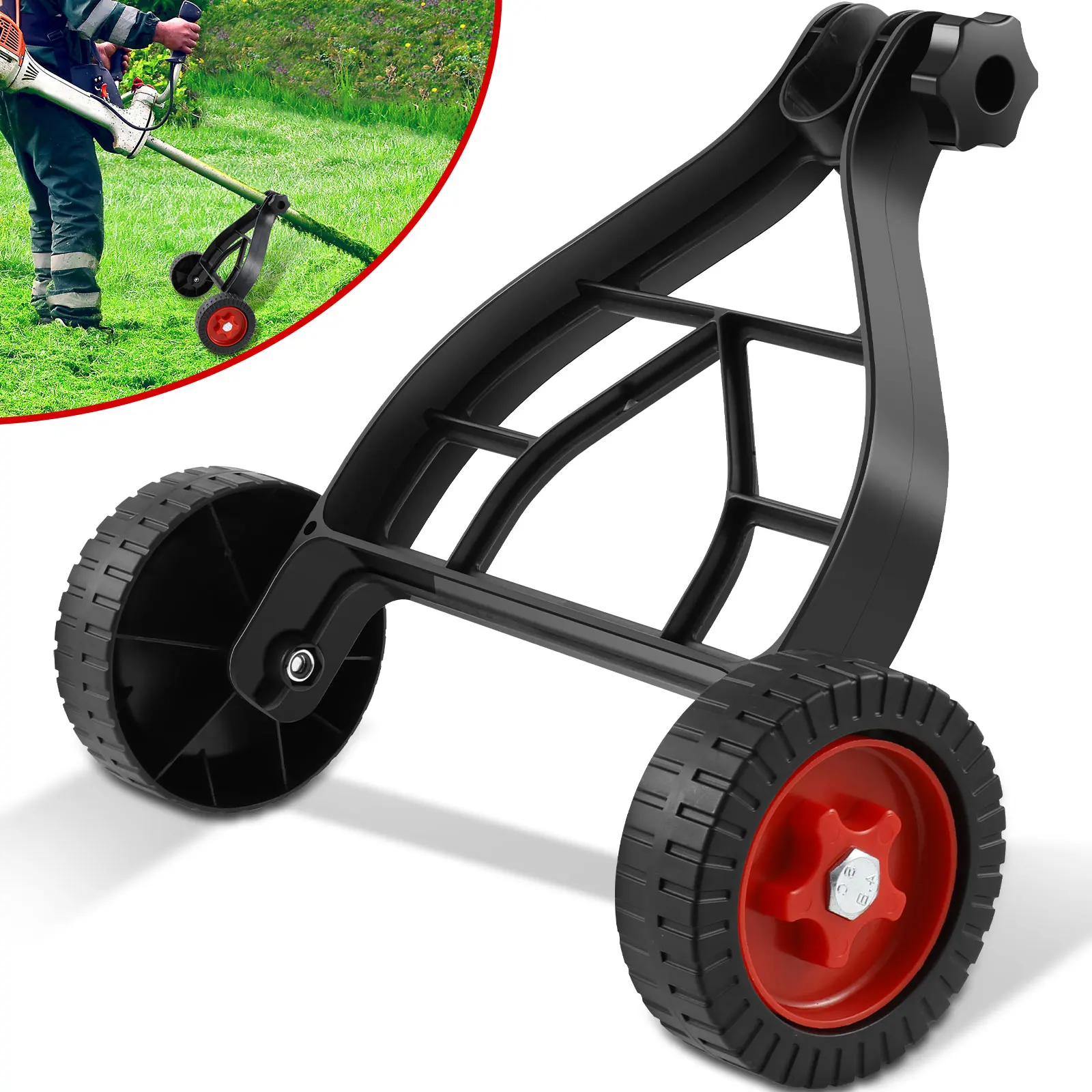 String Trimmer Wheel Attachment 26-28mm Lawn Mower Auxiliary Wheel for String Trimmer Weedeater Grass Cutter Brush Cutter Garden