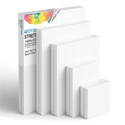 Set of 4 Premium White Square Canvas Panels for Diverse Painting Techniques (25x30cm 10x12in--4pc)