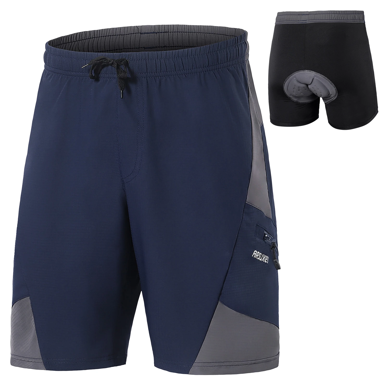 

Arsuxeo 2 In 1 Padded Bike Shorts with Pockets Men Breathable Exercise Shorts for Training Biking Cycling Sportswear man