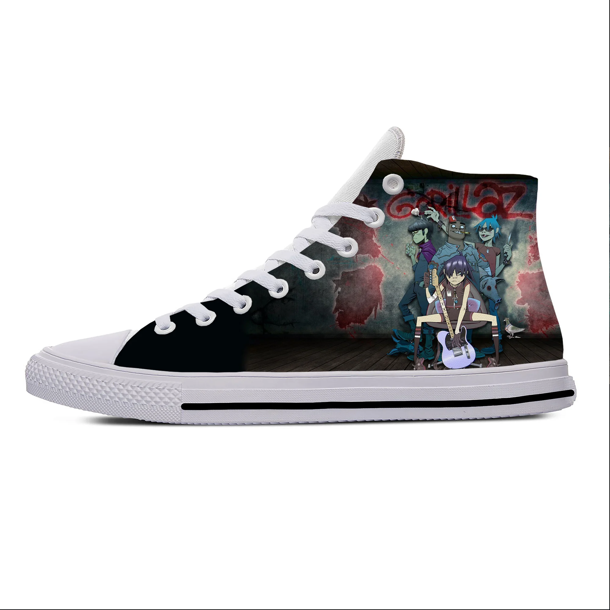 

Gorillaz Rock Band ChakaKhan Noodle Murdoc Russel Casual Cloth Shoes High Top Lightweight Breathable 3D Print Men Women Sneakers