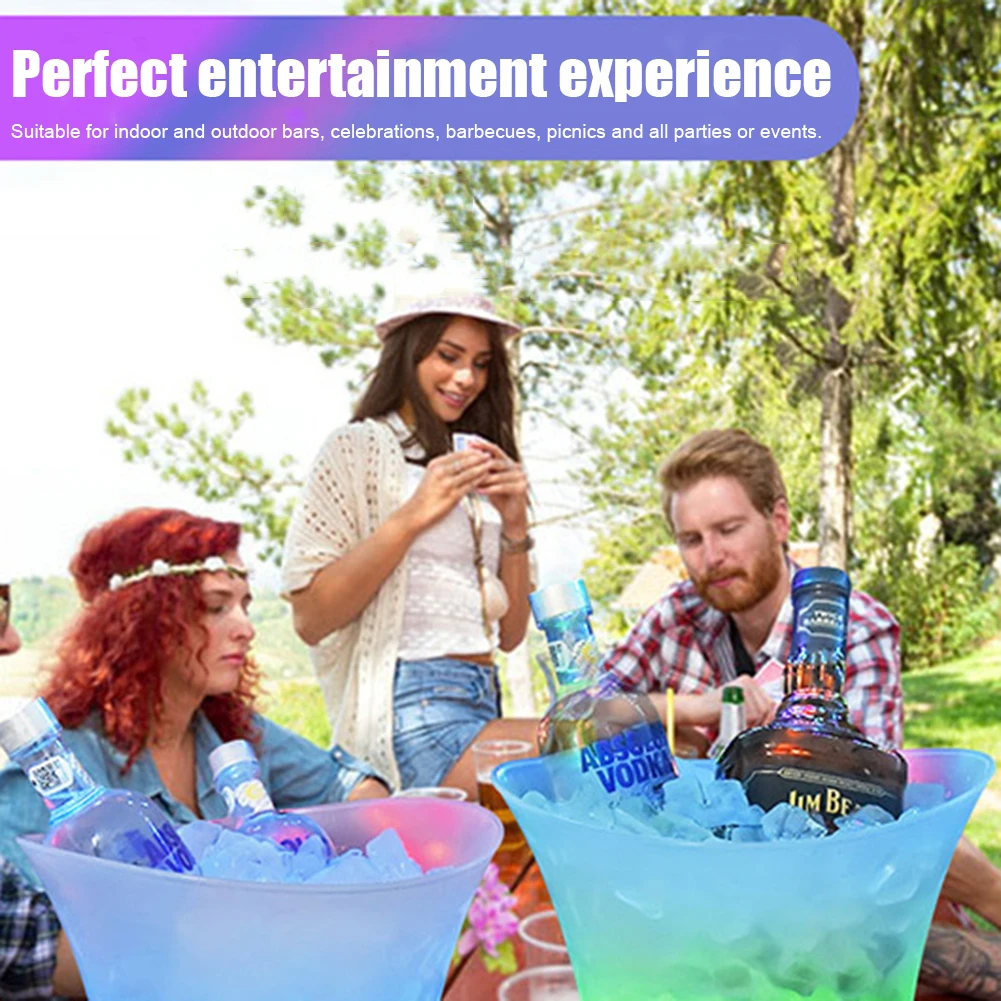 1/2/3pcs 5L Colorful LED Light Up Waterproof Plastic LED Ice Bucket Champagne Beer Bucket Bars Nightclubs Bars Night Party