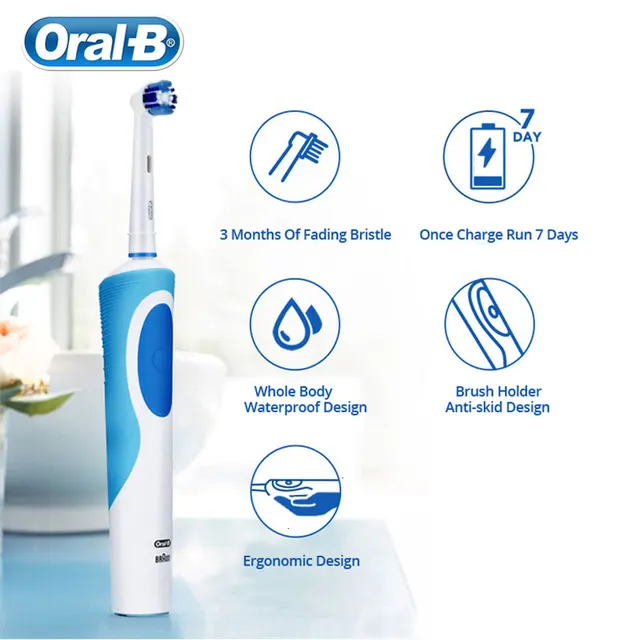Oral B Electric Toothbrush Adult Rotation Clean Teeth Charging Tooth Brush 3D Whiten Teeth Oral Care Brush With Gift Brush Heads 2