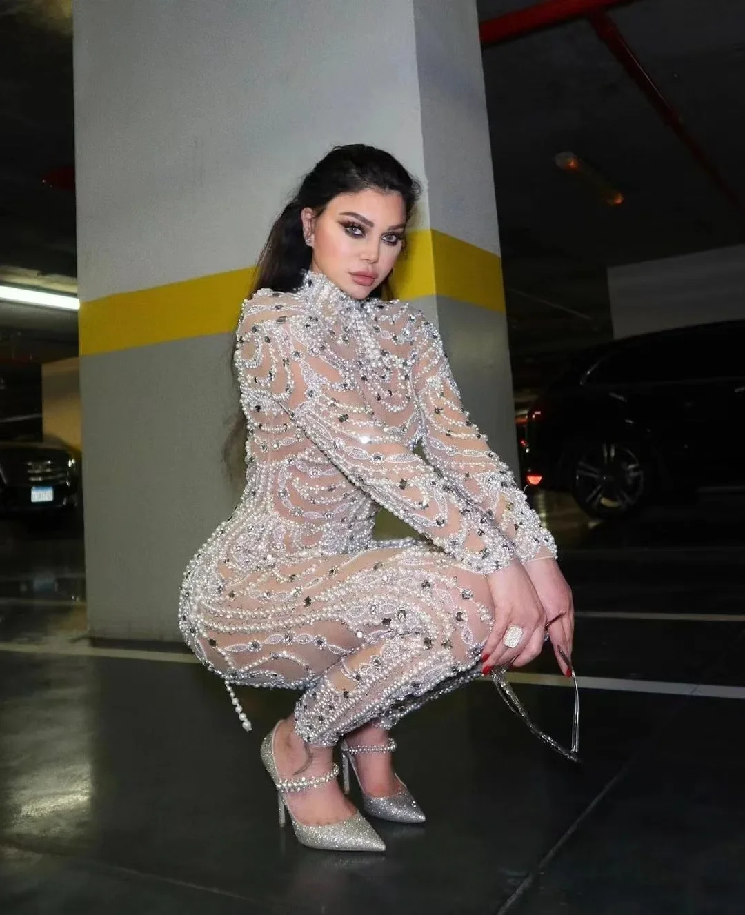 Women Elegant Sleeveless Sequined Glitter Shiny Jumpsuit Trousers Wide Leg Pants Sexy Slim Fit Backless Jumpsuit Romper Overalls