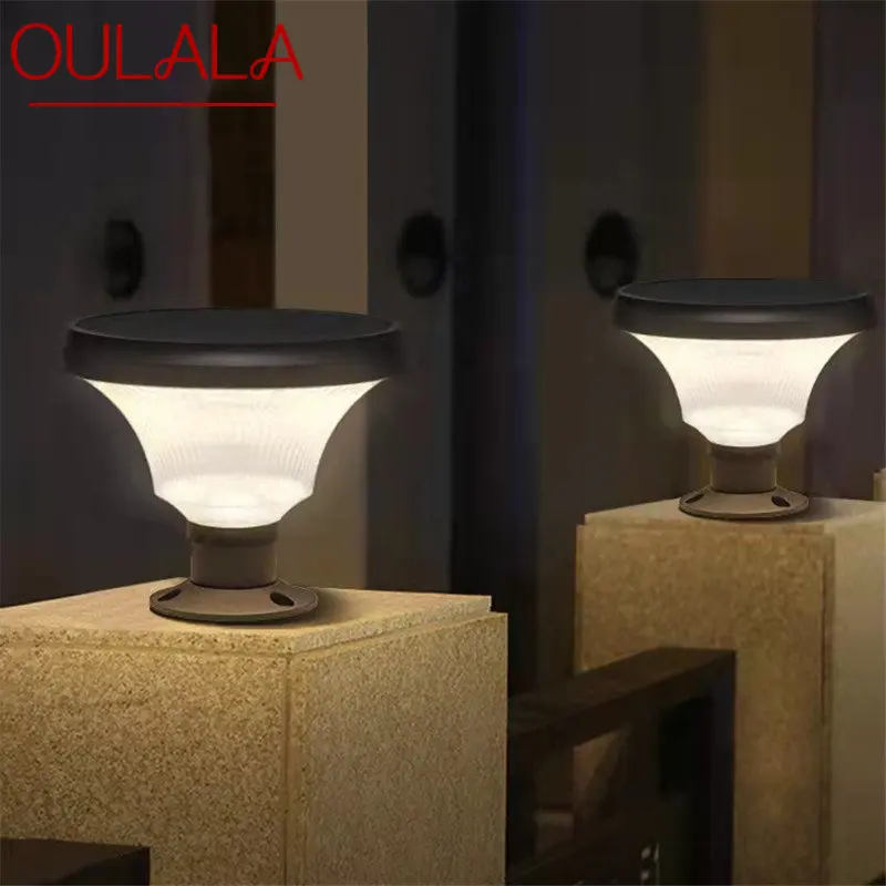 OULALA Modern Nordic Post Lamp Creative Waterproof Courtyard Outdoor LED Solar Column Light for Garden Balcony Porch Decor