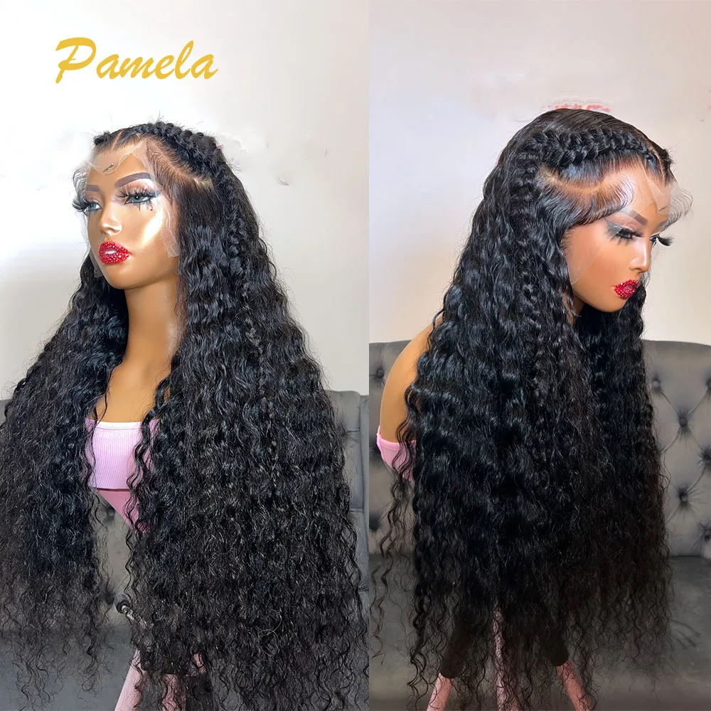 Super Double Drawn 250% Density Curly 13X6 HD Transparent Lace Front Braided Glueless Wig Pre Plucked Human Hair Ready To Wear