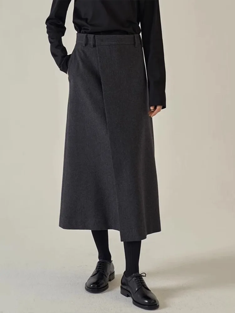 

New Niche Midi High-Waist Wool A-Line Skirt Women 2023 Autumn Winter Trendy Elegant Garment Classic Essential Wear