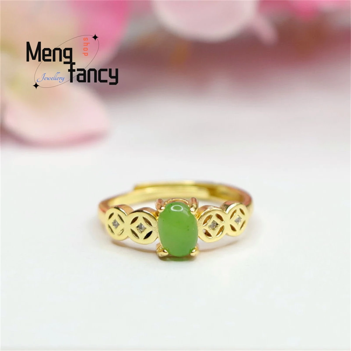 

Natural Hetian Jade Spinach Green Coin Ring Simple and Elegant Personalized Fashion Versatile Exquisite Charm Women Fine Jewelry