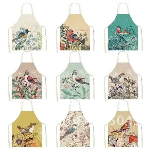 

Female Bird Pattern Barista Apron Kitchen Antifouling Merchandise Household Baking Accessories Room New Hot-selling Apron