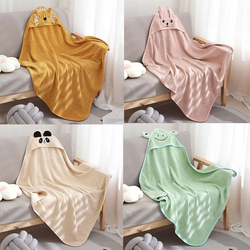 

2023 Unisex Baby Bathrobe Bath Towel Flannel Cloak Cartoon Boy Girl Ultra-Soft Hooded Spa Robe Newborn Cover-Up Baby Shower Gift