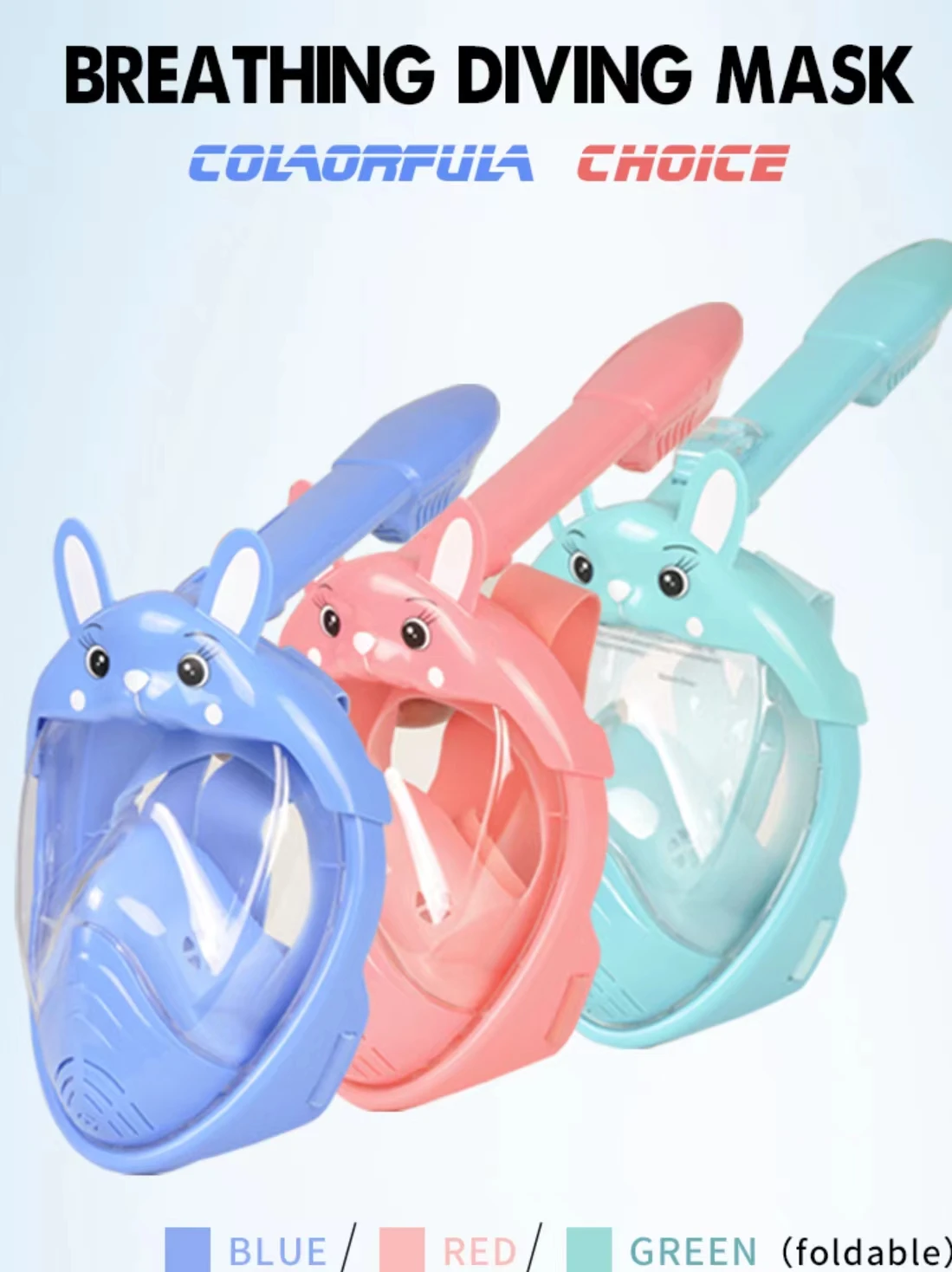 Description Picture 3 of itemNew Kids Underwater Snorkeling Full Face Children Swimming Mask Set Scuba Diving Respirator Lovely Masks Anti Fog Safe Breathing
