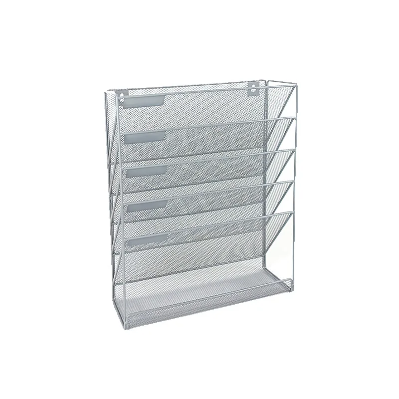 Wall-mounted File Rack Metal Multifunctional Data Rack A4 Paper Iron Art Office Desktop Hollowed Out Iron Mesh Black Silver