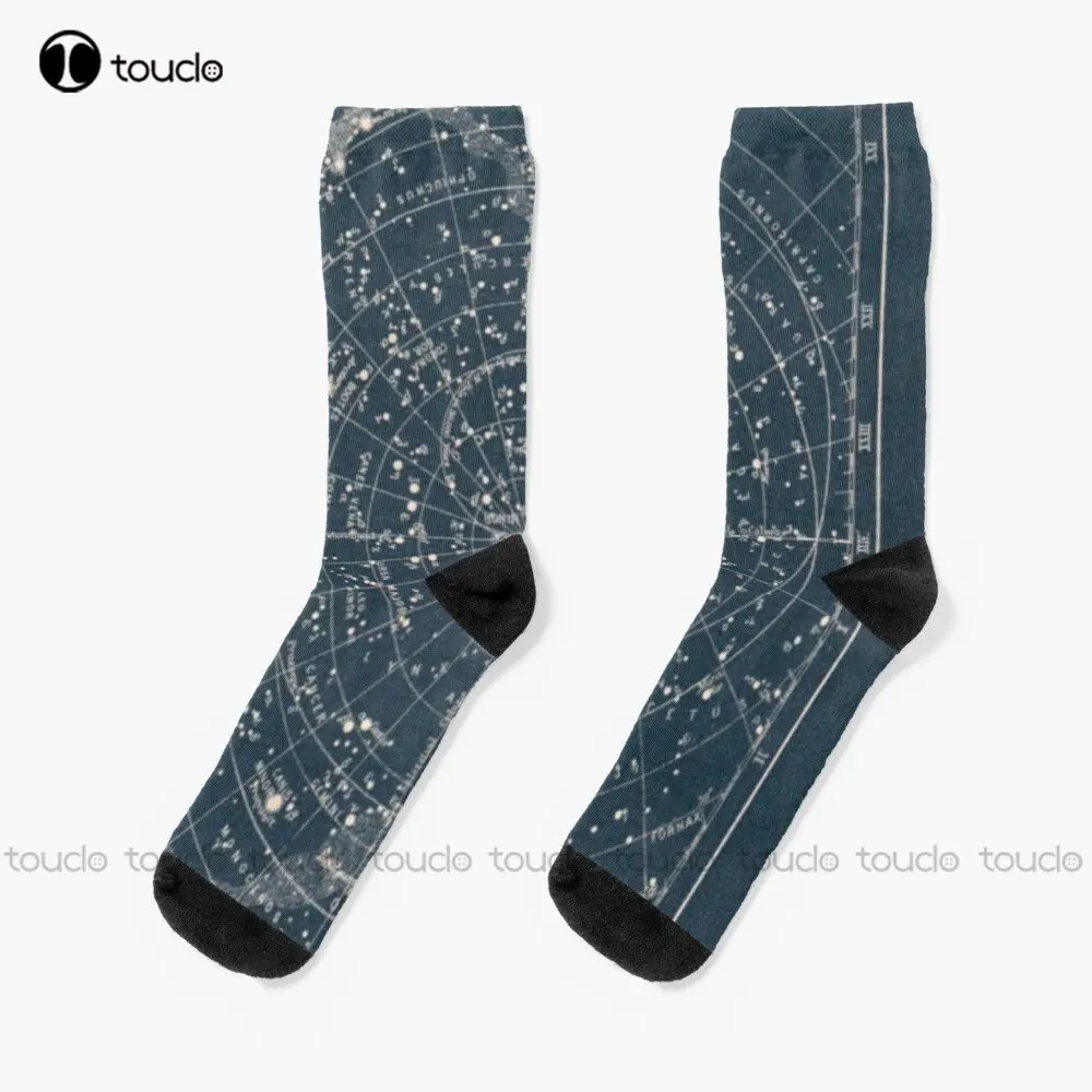 

1900S Antique Constellation Star Map Socks White Socks Mens Fashion Creative Leisure Funny Art Abstract Oil Painting Socks Funny