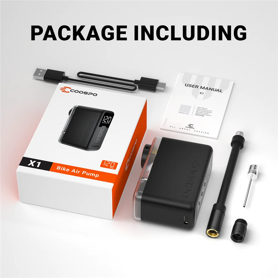 COOSPO X1 ミニ電動自転車ポンプ 120PSI 500mAh ポータブル充電式 MTB