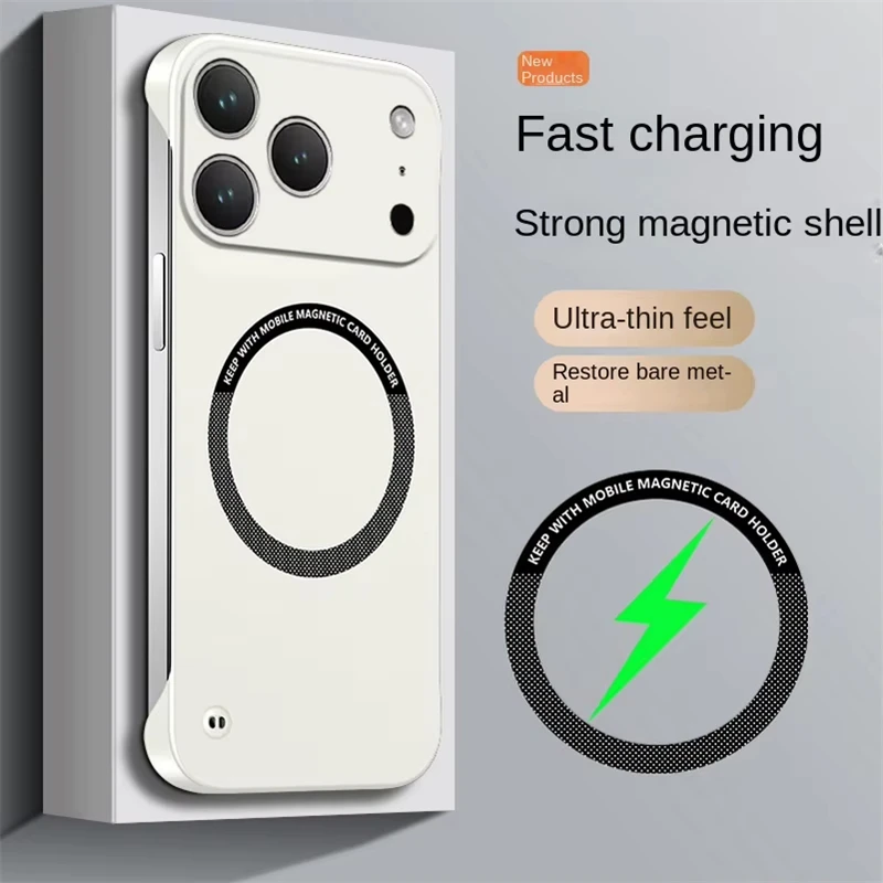 Ultra Slim Frameless Magnetic Matte Phone Case with MagSafe Compatibility