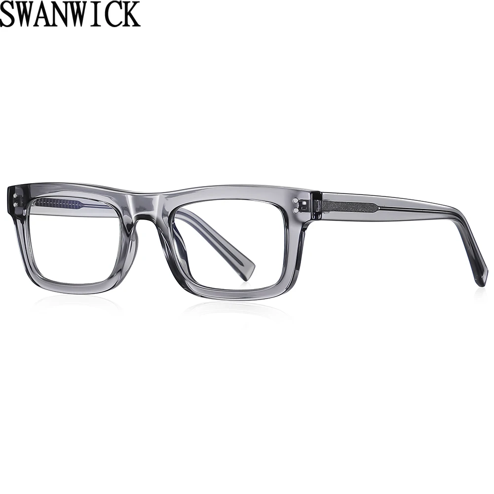 

Swanwick men anti blue light glasses square TR90 fashion glasses frame women CP acetate clear lens blue black high quality male