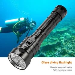 Asafee DX4 100M Underwater XM-L U2 LED 4500LM Diving Flashlight IPX8 Waterproof Torch Portable Scuba Lantern