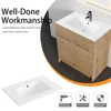 1pc 30inch Porcelain Ceramic Vanity Sink Top, Surface Bathroom Vessel Sink Basin with Single Faucet Hole, Rectangular, Glossy W 5
