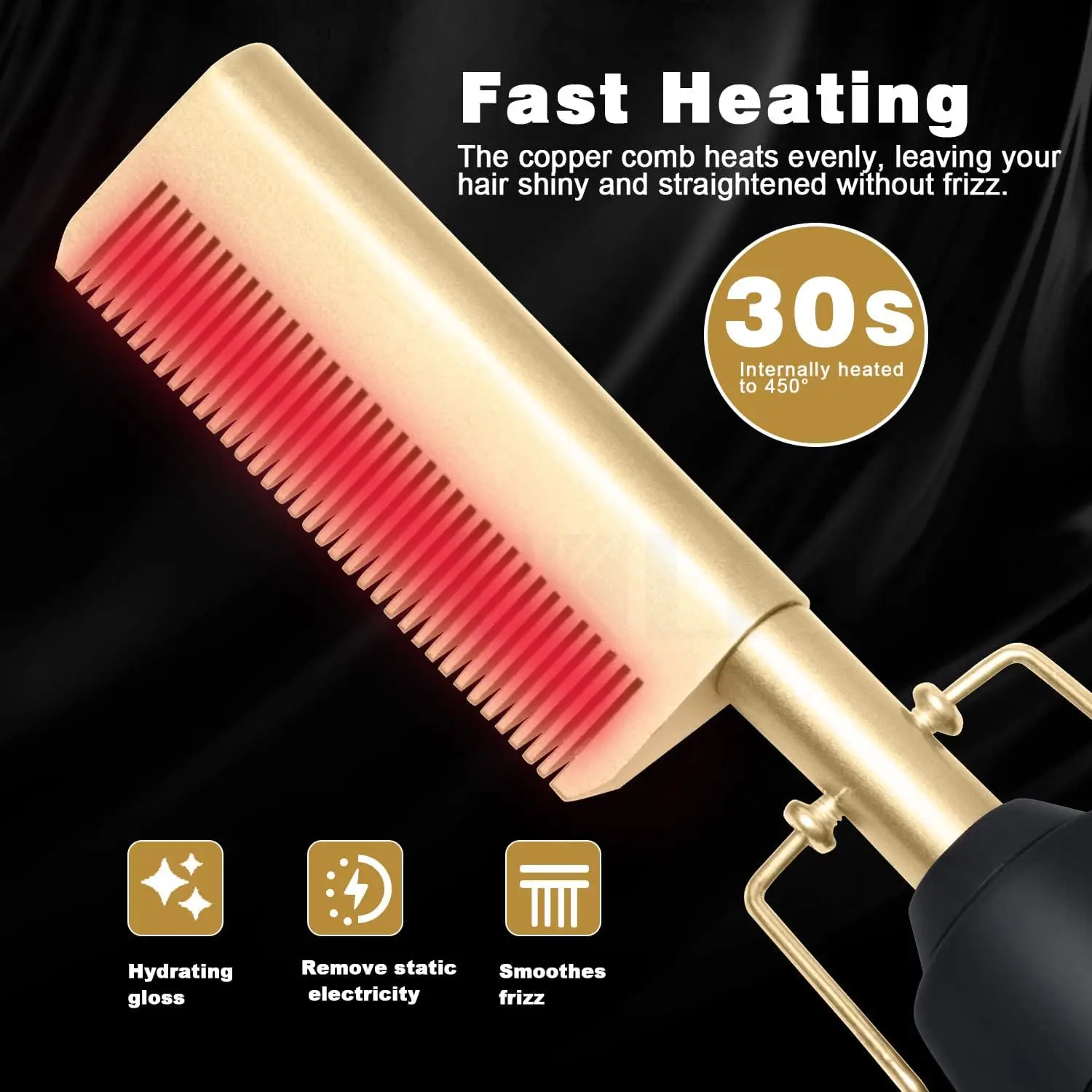 Hot Comb Hair Straightener Heat Pressing Combs LCD Ceramic Curling Iron for Hair Beard Wigs Wet and Dry Hair Styling Tools 5