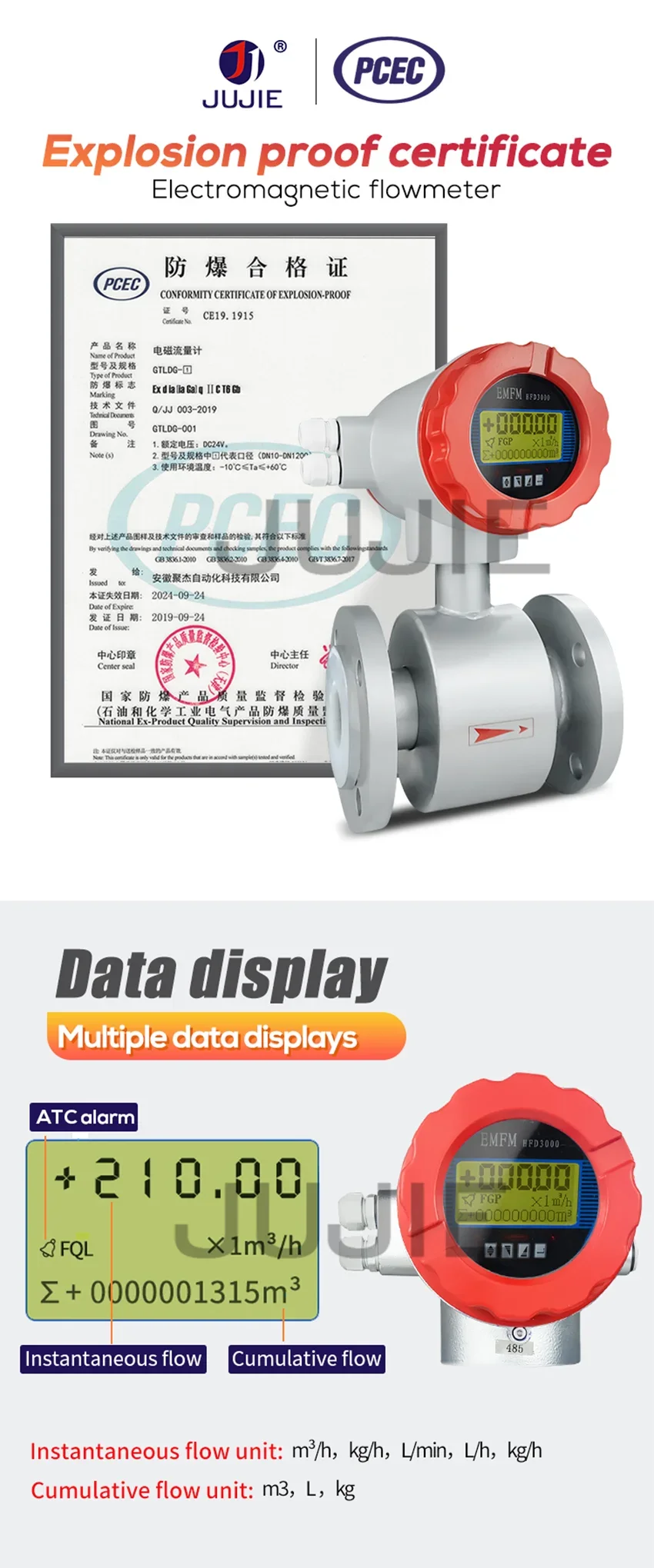 DN25 40 Magnetic Flow Meter Electromagnetic Flowmeters RS485 Corrosive Liquid f