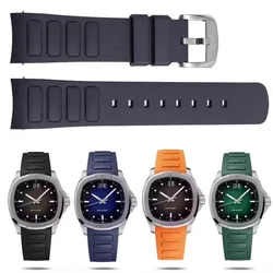 Enhanced Waterproof Silicone Watch Strap 22mm with Curved Interface - 22mm (Black - silver)
